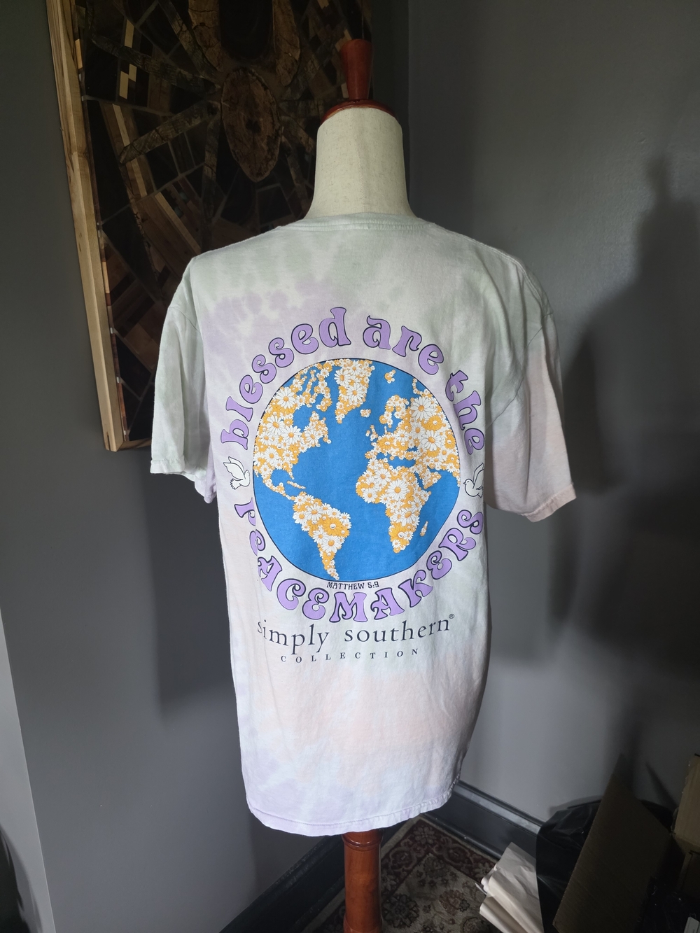 Simply Southern Light Green And Purple Tie-dye Size M Tee